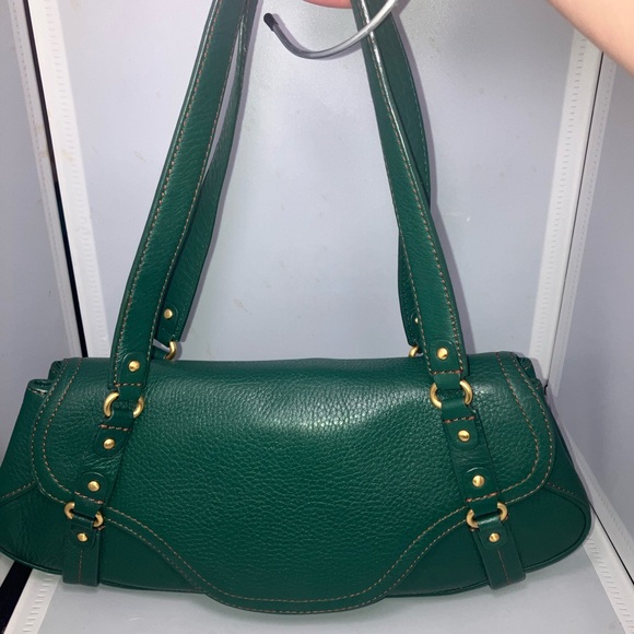 Vintage Cole Haan Village Collection Small Satchel - Green Pebbled Leather - Picture 4 of 12